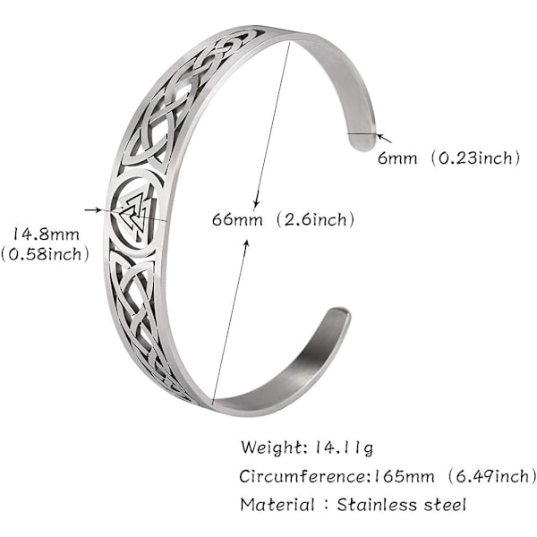 Vikingarmband i rostfritt stål - Valknut Nordisk trippelspiral - F