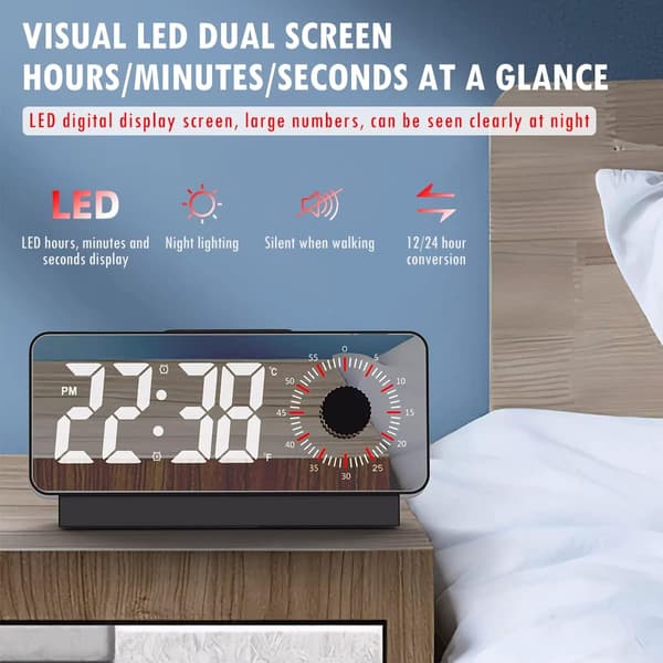Digital vækkeur med visuel timer, elektronisk sengebordsklo DXGHC