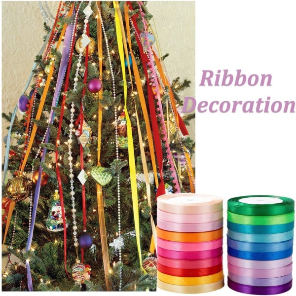 48 Rolls Satin Ribbon Present Ribbon, Christmas Gift Ribbon Suita DXGHC