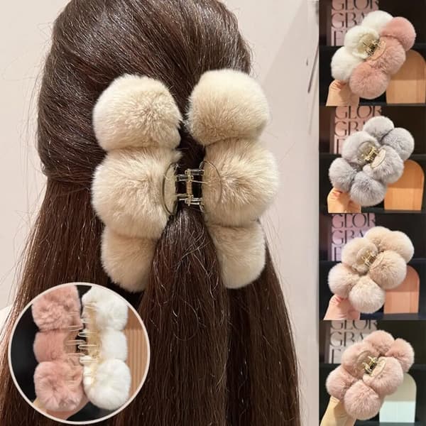 Vinter Temperament Kanin Hår Klø Hår Ball Grab Clip Stor Plu