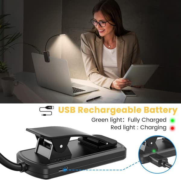 Leselys, USB-oppladbar med 5 LED-lys, 360° fleksibel