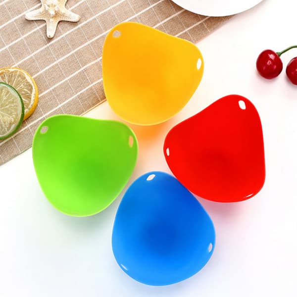 4-delt silikon eggkoker, eggdamper, eggbeholder, kjøkken c