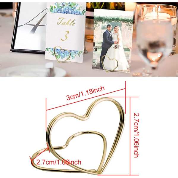 24 Pcs Heart Number Holder Table Number Holder Metal Table Card H