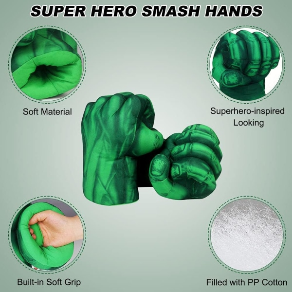 Hulk Handske, 1 par mjuka boxningshandskar Hulk Costume Plysch Hand Fis
