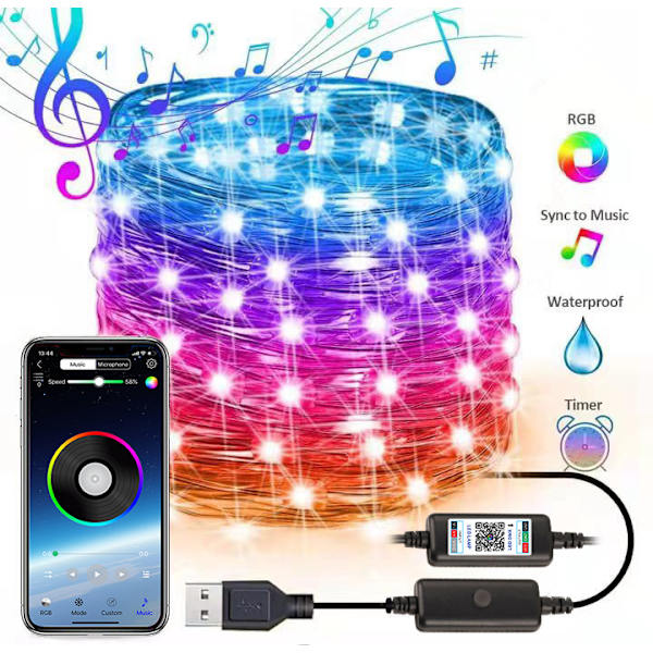 Mobiltelefonapp Kontrol Lysstreng Julepynt RGB Fu