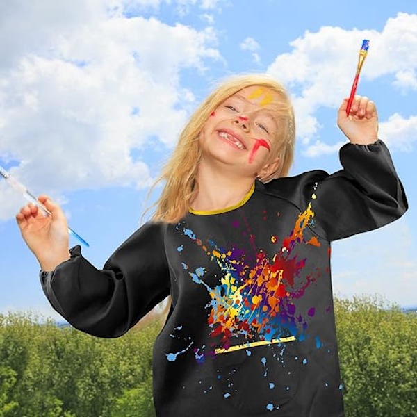 Barn Polyester Smock 7-12 År Gammal Tracksuit Målningsförkläde Med
