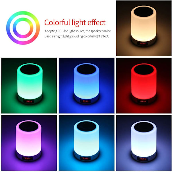 Bluetooth Højttaler LED Lys Natlys Smart Sengebord Lampe Berøring
