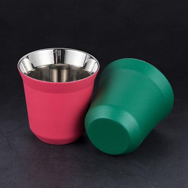 80ml 2st Espresso Muggar Dubbelvägg Rostfritt Stål Espresso DXGHC