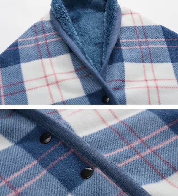 Polarfleece-teppe med hette, dobbeltlags tykkelse