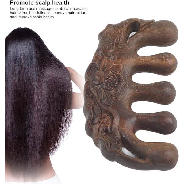 Bredtandad Meridian Massagekam, Grön Sandelträ Huvud, Scalp Ma