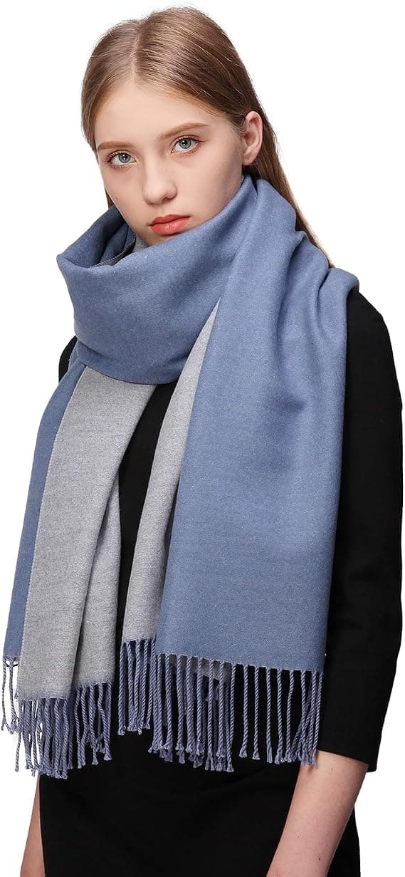 Ullskjerf Vinter Sjal For Kvinner Lang Stor Tykk Varm Reversibel