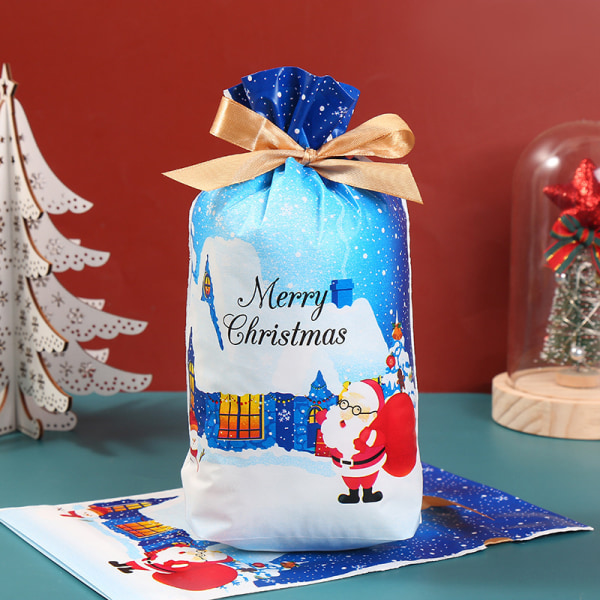 30 pcs Christmas party drawstring bag, plastic Christmas candy gi