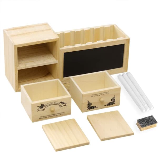 Träfack för pennor med whiteboard, multifunktionell pennhållare