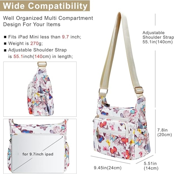 Multi Pocket Casual Cross Body Bag for Women Waterproof Ladies Tr