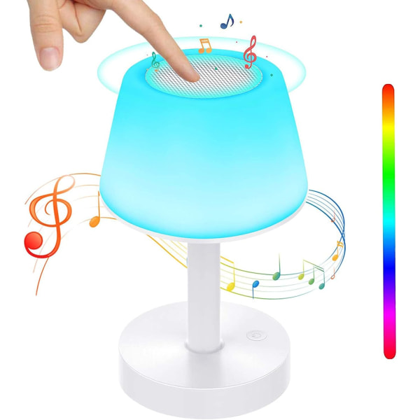 LED nattlampa med Bluetooth högtalare USB laddning Touch Bedside