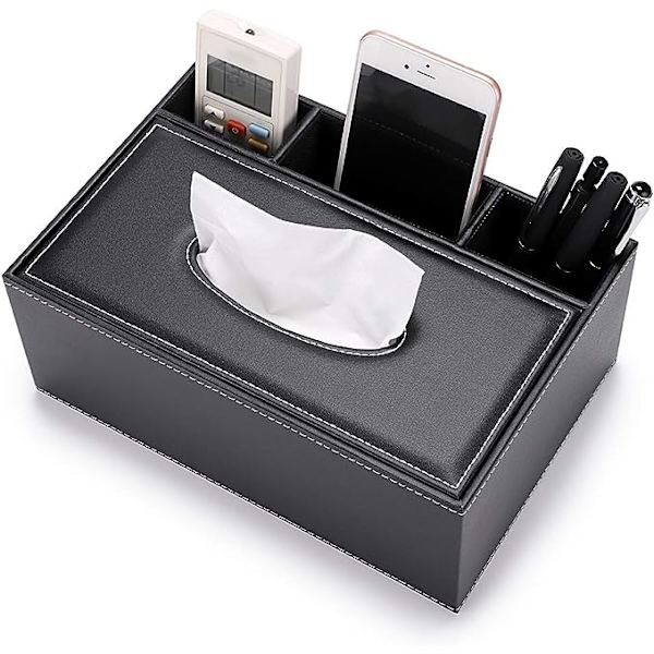 Rektangulær PU-lær vevdispenser med fjernkontroll 3 rom