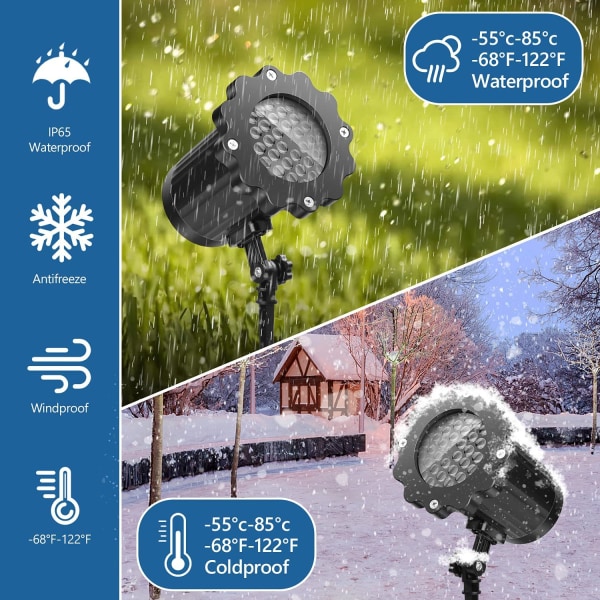 Nye LED Snøstorm Snø Utendørs plen projeksjonslys Jul