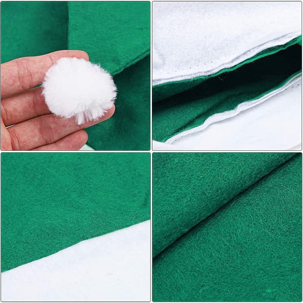 2 stk Grønne Julehatte i Non-Woven Materiale til Julekostumer