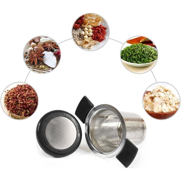 (Svart) Te-filter i rustfritt stål Te-infuser Te-sil DXGHC