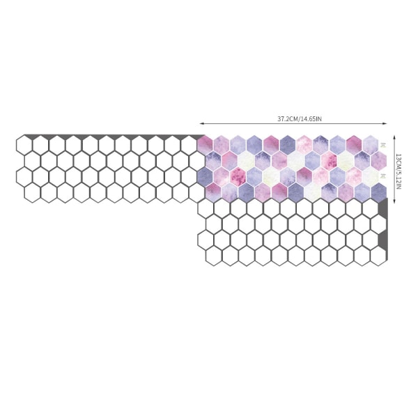 1 stk. 37,2*13 cm/14,65*5,12\" Pink & Lilla Sekskantet Stereo Vægsticker