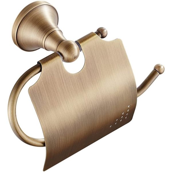 Toalettpappershållare Guldbrons Toalettpappershållare, Antik Pappersrullsställ, Retro Mässing Badrum WC Vävpapper, Handduk