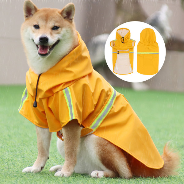 Storlek M regnkappa för hund Cape reflekterande remsor för husdjursregnrock Vindtät