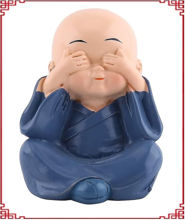 4 stk Buddha-statue - Mini munk Buddha-resinfigur for hjem, hagedekorasjon, bilgaveidé