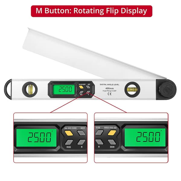 LCD Digital Vinkelmåler med Vatter 400MM IP54