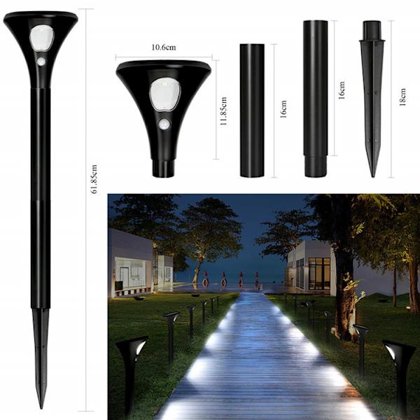 Sett med 2 2-i-1 LED-solcellelamper med bevegelsessensor