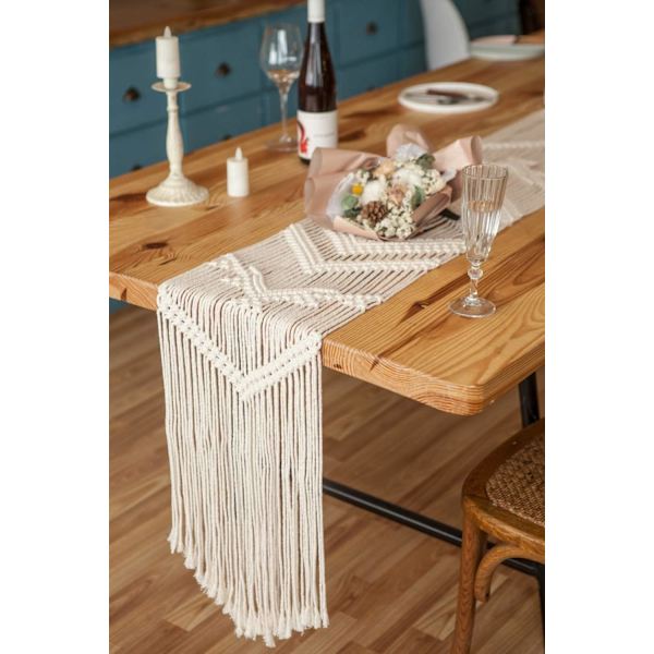 80 tum macrame bordlöpare vävd handgjord bröllopsborddekoration b