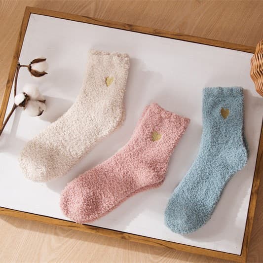 3 par hvite korallfleece sokker for kvinner vinter varme sokker
