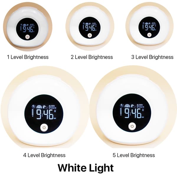 LED-stemningslys Bluetooth-høyttaler vekkerklokke, nattlys a