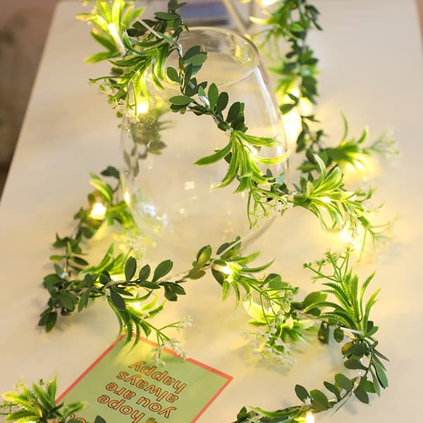 Garland, rør, guirlande, jule LED-lanterne, solcellelanterne Whit