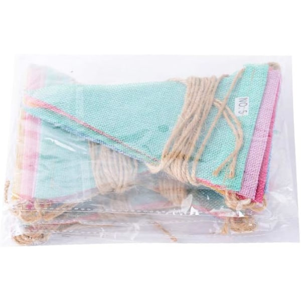 Färgglad Triangelbanderoll, Vintage Bröllopsslinga i Jute