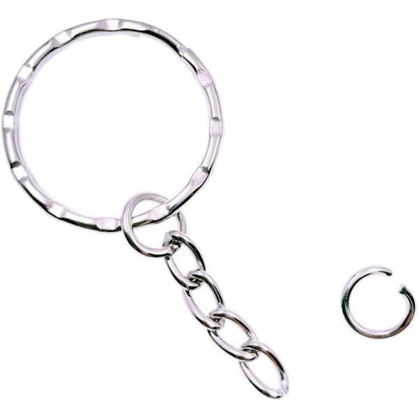 Metall nøkkelring 25mm med kjede + mini åpne splittringer f DXGHC