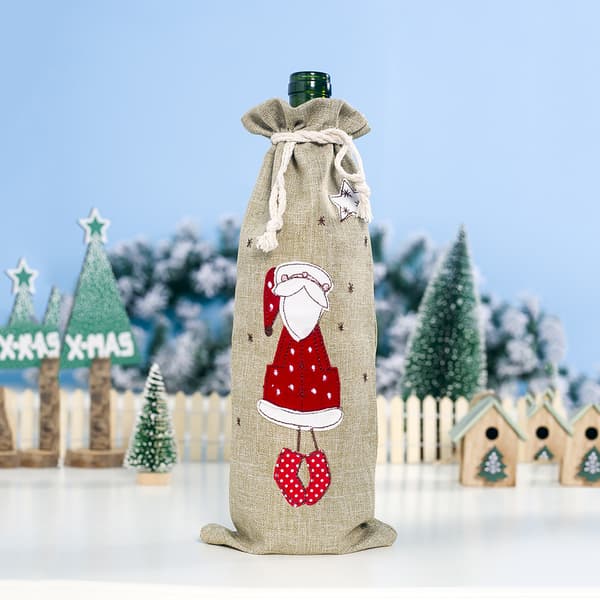 2 stk. Julepynt Linned Broderet Engel Juleflaske
