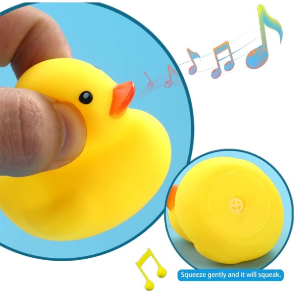 50 st gummi Ducky badleksak för barn, flyta och Squeak Mini Small