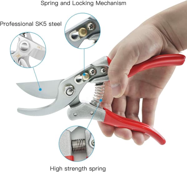 Puutarhan leikkaussakset, puutarhasakset SK5-terällä ja ergonomialla