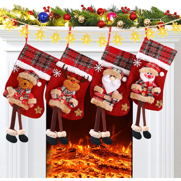 Julstrumpor 30cm, 4 st julstrumpor, Godispåse Jul DXGHC