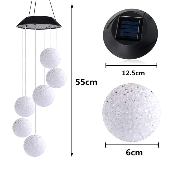 Solcelled vindklokkeslampe, risball hummerfargeendring