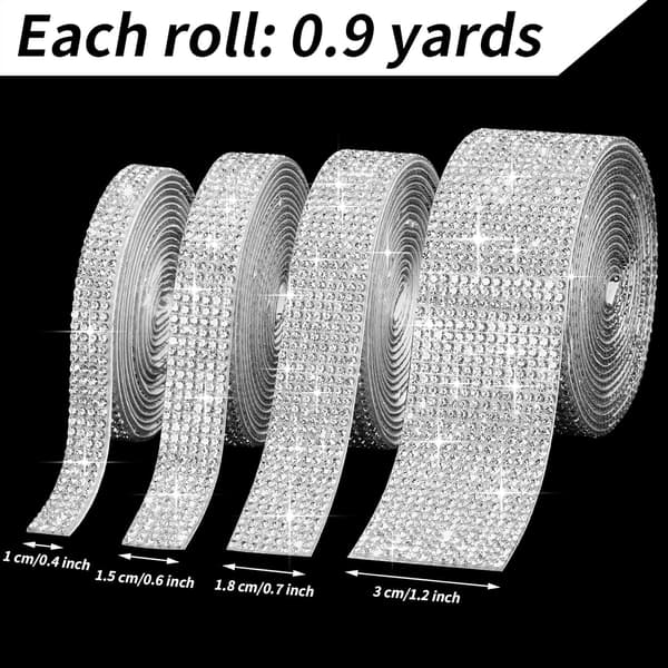 4 Ruller Selvklebende Krystall Rhinestone Diamantbånd DIY Dekor