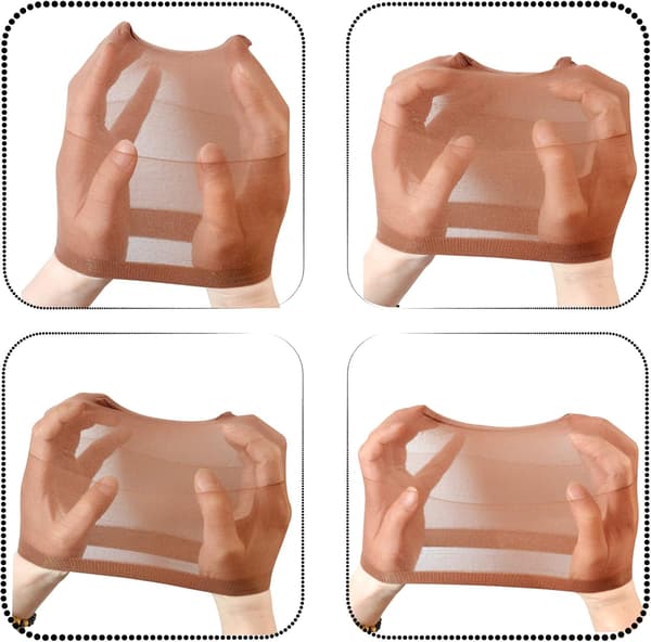 6 stk. Unisex Parykhatte Åndbare Nylon Parykhatte (Mørkebrun)