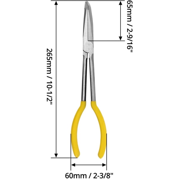 Bøyde nesetenger, lange nesetenger, 280 mm / 11 tommer, 90 graders bøy