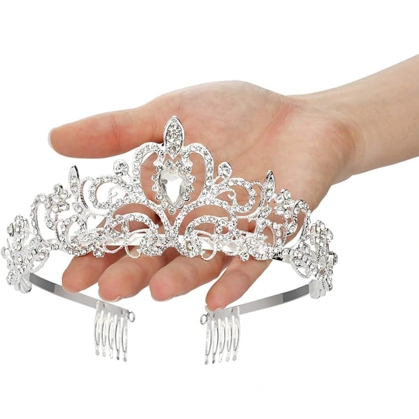 Makone tiara krystalkrone med rhinstenskam til brudekrone, bryllup, bal, skønhedskonkurrence, prinsessefester, bryllupstiara, ti