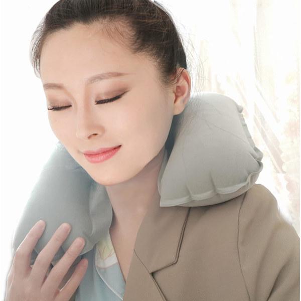 6-pak U-formet Oppustelig Rejse Nakkepude, Flocked Fabric Air