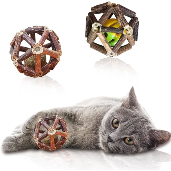 Cat Catnip Balls 2 Pack, Bell Ball Silvervine Cat Chew Toys för