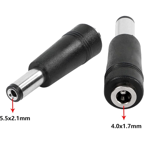 4 stk. DC Strømadapter 5,5x2,1 mm Han til 4,0x1,7 mm Hun Elec DXGHC
