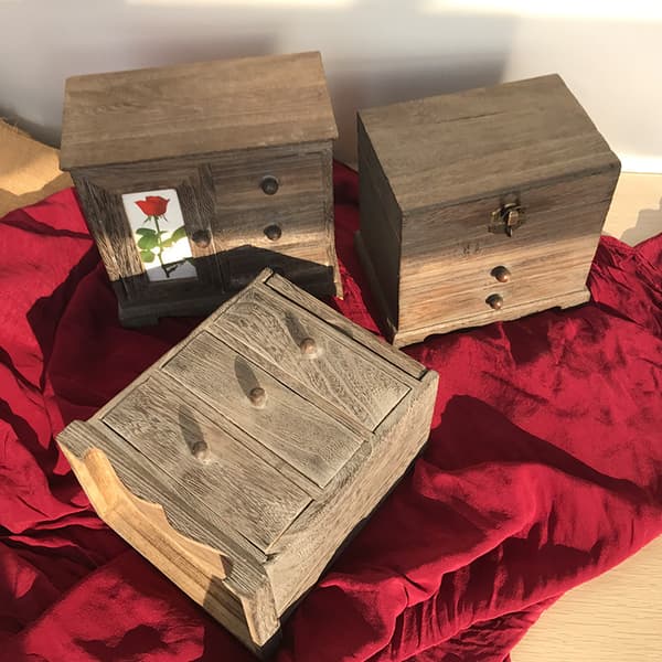 1 stycke Rosmönstrad Trälåda för Smycken Antik Retro Solid Wo