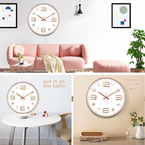 Nummer Veggklokke, 30cm Silent Wall Clock, Plast, Veggpendel