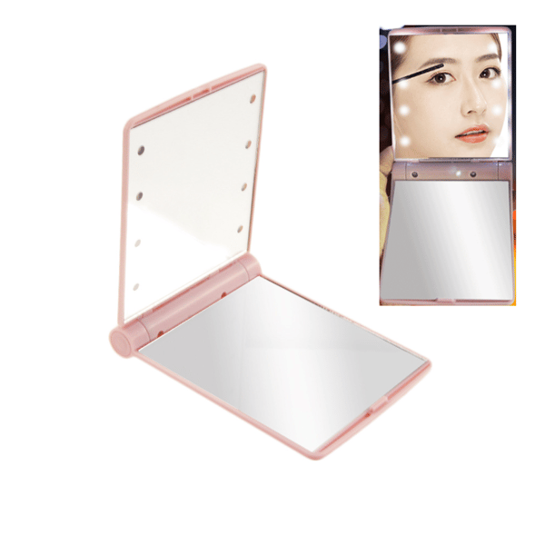 Kosmetisk Spejl Med LED-Lys, Glas Foldbart Makeup Spejl Til